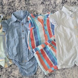 Cat & Jack, Caribbean Joe, Gap Multicolor Striped Baby Romper Sets Bundke Of 4